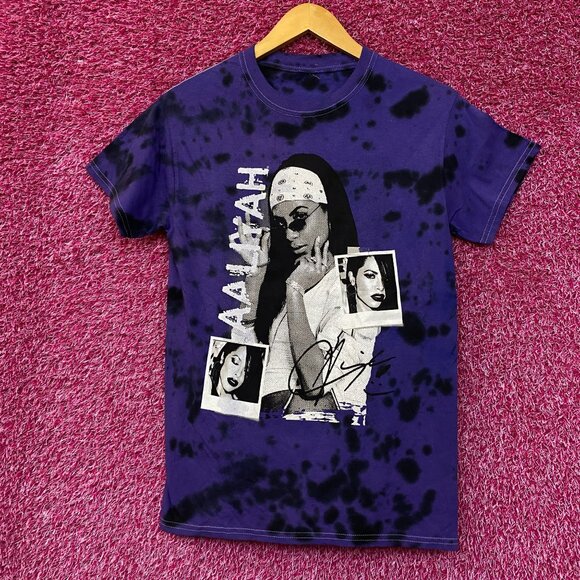 Aaliyah Tie dye RNB Purple Retro Style Tshirt size Extra Small - Picture 1 of 5